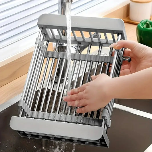 Stainless Steel Dish Rack - Adjustable, Portable, Clutter-Free